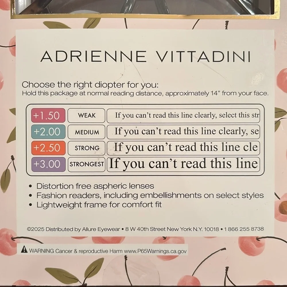 Brand New Adrienne Vittadini Set 3 Pairs of Pastel Premium Reading Glasses +2.00